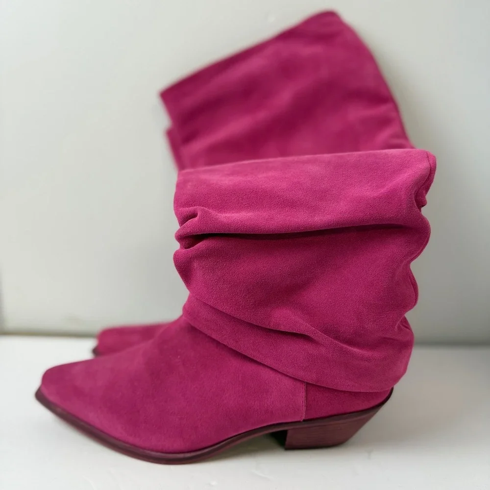 Free People Take Me To Tucson‎ Pink Suede Slouch Boots $350